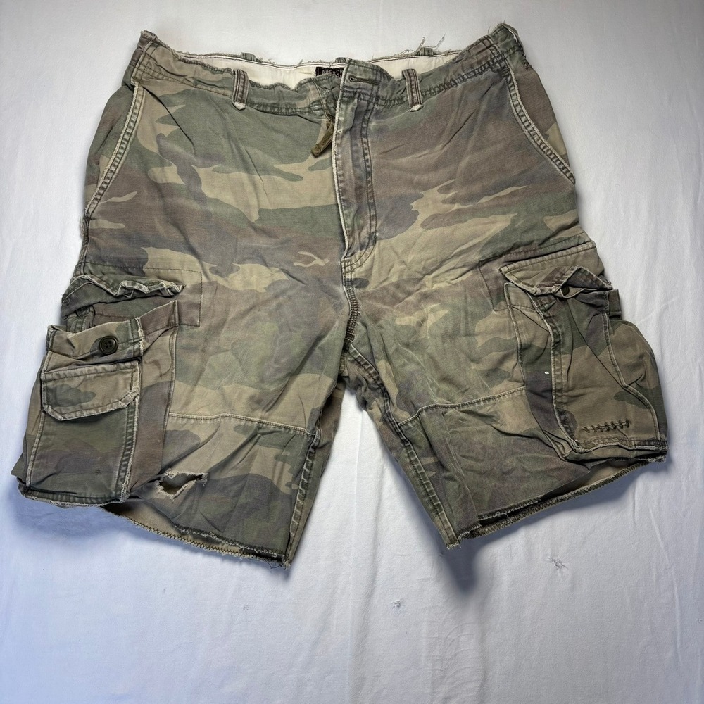 Y2K Abercrombie & Fitch Cargo Shorts Mens 32 Camo Vintage Fatigues Paratrooper - Picture 4 of 13